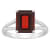 10x8mm Emerald Cut Garnet Rhodium Over Sterling Silver Ring