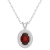 8x6mm Oval Garnet 1/8 ctw Diamond Rhodium Over Sterling Silver Halo
Pendant with Chain