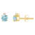 4mm Round Aquamarine with Diamond Accents 14k Yellow Gold Stud Earrings