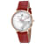 Christian Van Sant Women's Lotus White Dial, Red Leather Strap Watch
