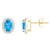 7x5mm Oval Blue Topaz And Created White Sapphire 10k Yellow Gold Halo
Stud Earrings