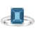 10x8mm Emerald Cut London Blue Topaz Rhodium Over Sterling Silver Ring