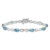 Rhodium Over 10k White Gold Blue Topaz and Diamond Infinity Bracelet