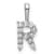 Rhodium Over 14K White Gold Lab Grown Diamond Letter R Initial Pendant