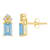 6x4mm Emerald Cut Aquamarine with Diamond Accents 14k Yellow Gold Stud Earrings