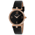 Mathey Tissot Women's Gaia Black Dial, Rose Bezel, Black Leather Strap Watch