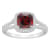 7mm Cushion Garnet 1/4 ctw Diamond Rhodium Over Sterling Silver Halo Ring