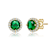 Emerald Color CZ Halo Stud Earrings In 14K Gold Over Brass