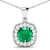 2.0ctw 14K White Gold Zambian Emerald and White Diamond Pendant with 18
inch Cable Chain