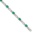 Rhodium Over 14k White Gold Diamond and Emerald Bracelet