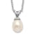 Rhodium Over Sterling Silver White Rice 6-7mm FWC Pearl Necklace