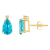 8x5mm Pear Shape Blue Topaz with Diamond Accents 14k Yellow Gold Stud Earrings