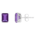 8x6mm Rectangular Octagonal Amethyst Rhodium Over Sterling Silver Stud Earrings