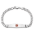 Rhodium Over 14k White Gold Medical Soft Diamond Shape Red Enamel Flat
Curb Link ID Bracelet