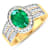 1.97ctw Green Emerald and Diamond 14K Yellow Gold Halo Ring