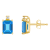 6x4mm Emerald Cut Blue Topaz with Diamond Accents 14k Yellow Gold Stud Earrings