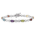 Rhodium Over 14k White Gold Rainbow Gemstone and Diamond Infinity Bracelet