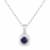 Blue Sapphire and Moissanite Sterling Silver Halo Style Pendant With Chain
