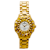 Croton Quartz Crystal Accents Gold Tone Beveled Bracelet Watch