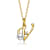 Initial V Paperclip Link And Pearl Simulant Pendant Necklace In 14K Gold
Over Brass