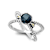 Black Spinel X-Design Ring In Sterling Silver With 18K Gold Accents