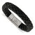 Black Leather and Stainless Steel Brushed 8.25-inch Bracelet