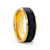 GASTON Gold Plated Tungsten Polished Beveled Ring with Brushed Black
Center 8mm