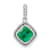 Rhodium Over 10k White Gold Beaded 0.45 cttw Cushion Emerald and 0.12
cttw Diamond Pendant