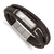 Brown Rubber and Stainless Steel Brushed 8-inch with 0.5-inch Extension Bracelet