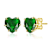 Heart-Shaped Emerald Color CZ Stud Earrings In 14K Gold Over Brass