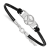 Rhodium Over Sterling Silver NHL LogoArt Buffalo Sabres Leather Bracelet
