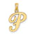 14k Yellow Gold Script Letter P Initial Pendant