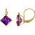 10K Yellow Gold Amethyst and Diamond Princess Leverback Earrings 2.40ctw