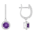 6mm Round Amethyst 1/3 ctw Diamond Rhodium Over Sterling Silver Halo
Dangle Earrings