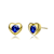 Sapphire Color CZ Heart Stud Earrings In 14K Gold Over Brass