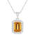 8x6mm Emerald Cut Citrine and White Topaz Accent Rhodium Over Sterling
Silver Halo Pendant w/Chain