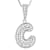 CZ Initial C Bubble Letter Pendant Necklace In Sterling Silver 1.43ctw