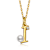 Initial I Pearl And CZ Pear Shape Pendant Necklace In 14K Gold Over Brass