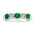 14K White Gold 5-Stone Emerald and Diamond Band Ring, 1.11ctw