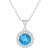 7mm Round Swiss Blue Topaz and White Topaz Accent Rhodium Over Sterling
Silver Halo Pendant w/Chain