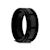 WINDSOR Beveled Black Tungsten Carbide Wedding Band with Brushed Finish
and Alternating Grooves 10mm