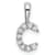 Rhodium Over 14K White Gold Lab Grown Diamond Letter C Initial Pendant
