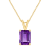 10x8mm Emerald Cut Amethyst 14k Yellow Gold Pendant With Chain