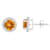 6mm Round Citrine And Created White Sapphire 10k White Gold Halo Stud Earrings