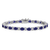 Rhodium Over 14k White Gold Oval Lab Created Sapphire and Diamond Bracelet