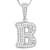 CZ Initial B Bubble Letter Pendant Necklace In Sterling Silver 1.79ctw