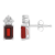 6x4mm Emerald Cut Garnet with Diamond Accents 14k White Gold Stud Earrings