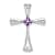Rhodium Over 10k White Gold 0.29 ctw Amethyst and Accent Diamond Cross Pendant