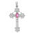 Rhodium Over 14K White Gold 5x3mm Oval Pink Sapphire Cross Pendant