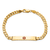 14k Yellow Gold Medical Red Enamel Flat Curb Link ID Bracelet